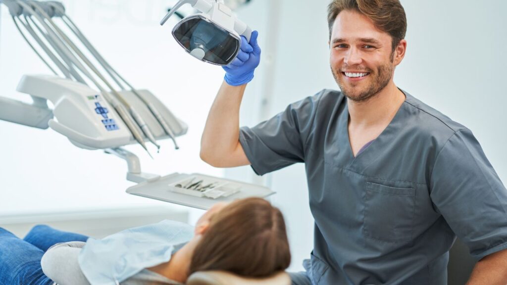 smiling dentist photo in a clinic